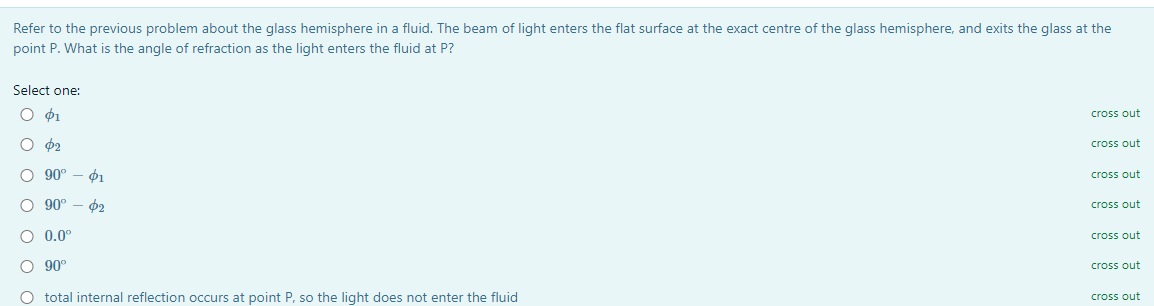 exact centre of the glass hemisphere, and exits the glass at the