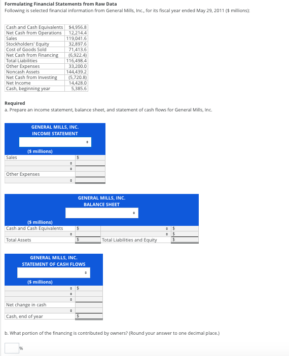 Please see attached. Formulating Financial Statements from Raw Data Following is selected
