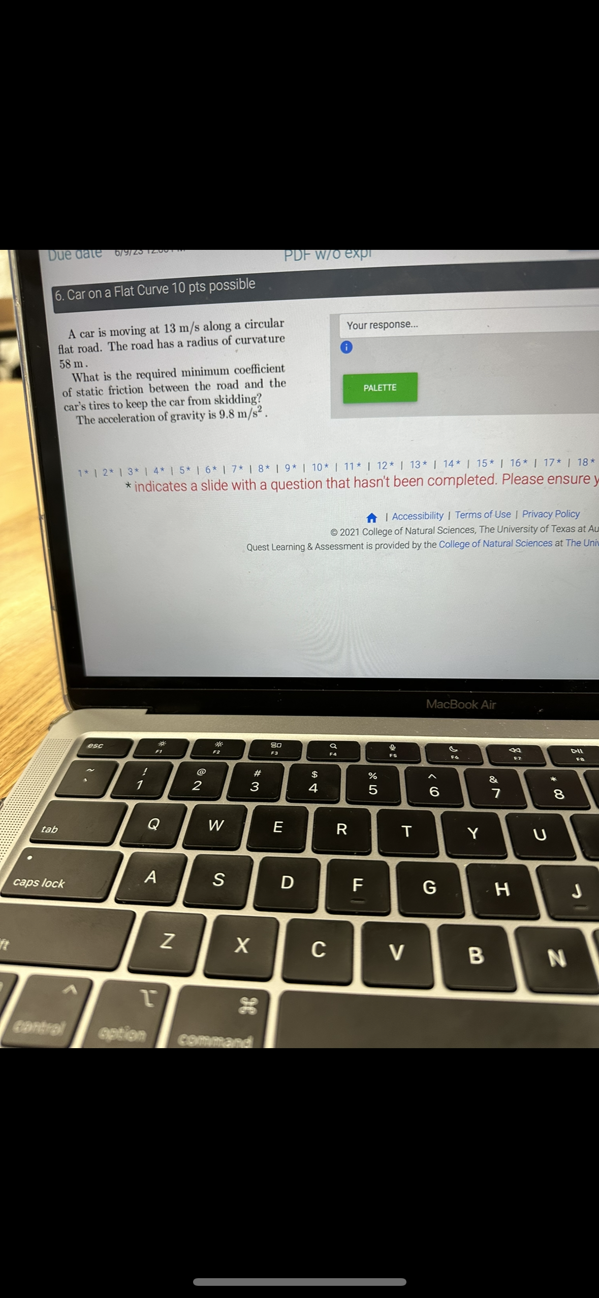 at the top. The tension T in the string and weight W