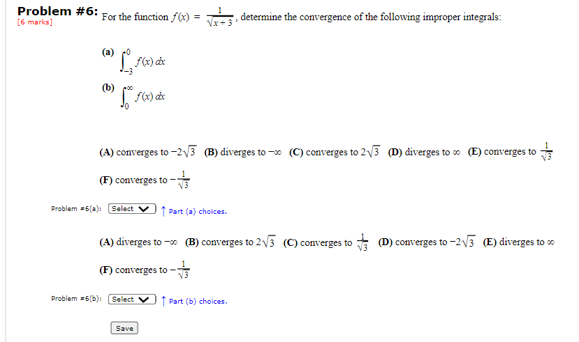  Problem #6: For the function f(x) = [6 marks] or+ :