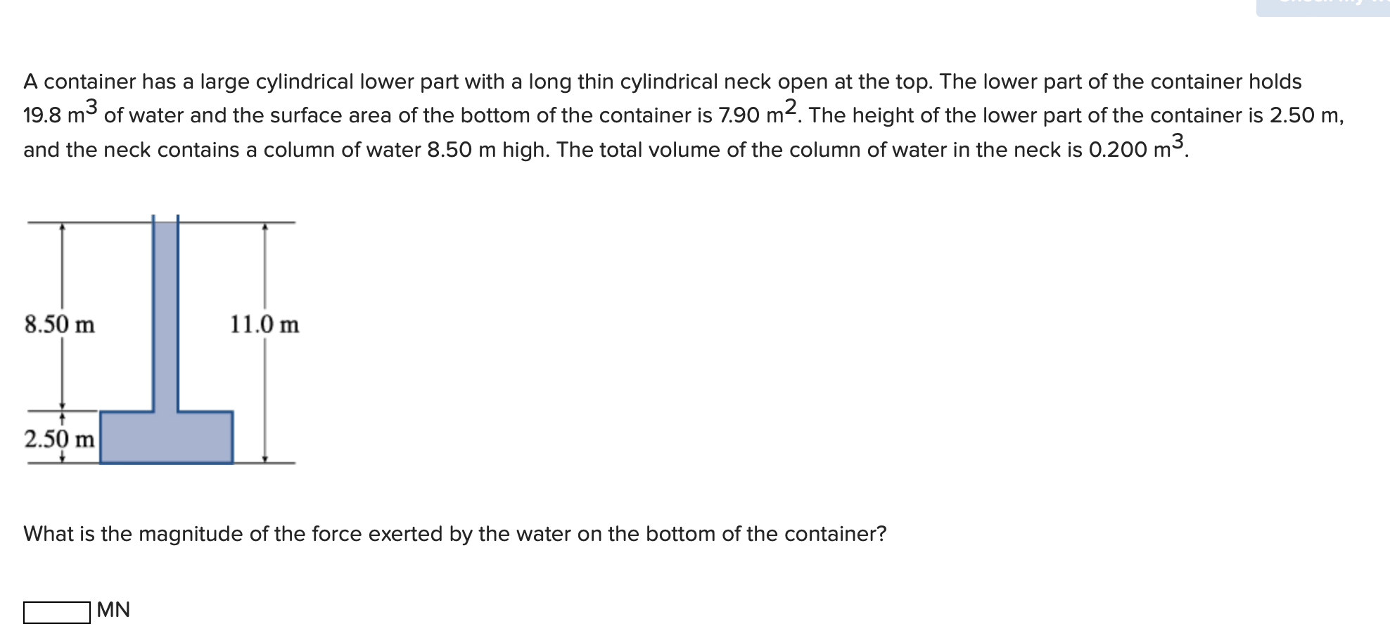 thin cylindrical neck open at the top. The lower part of the