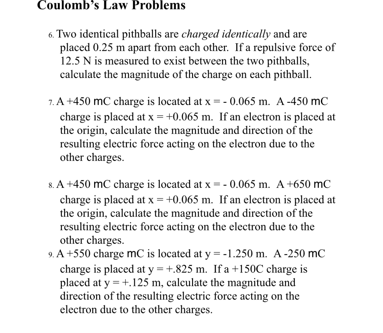 are placed 0.25 m apart from each other. If a repulsive force