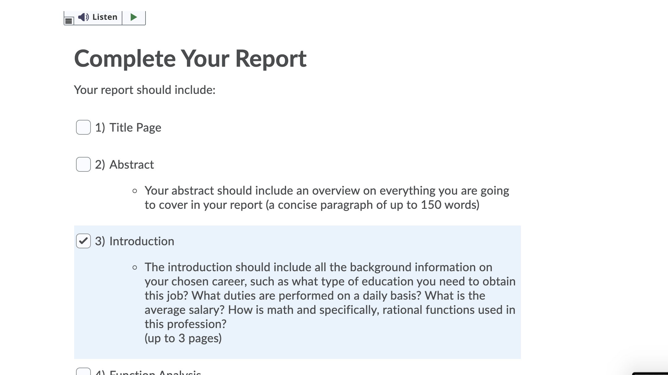 sources) Question 3 (1 point) SavedE 4)) Listen } Complete Your Report