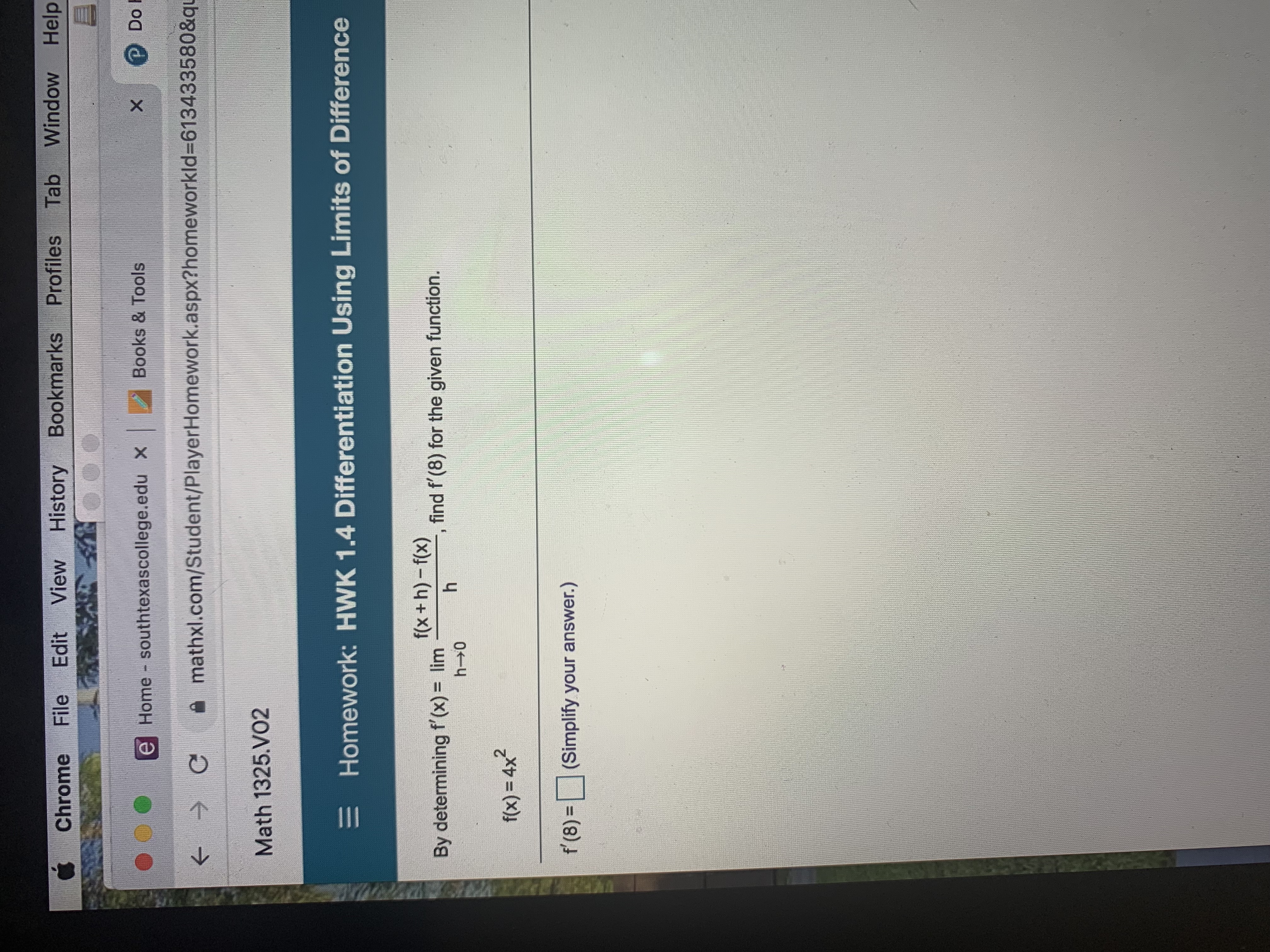 Chrome File Edit View History Bookmarks Profiles Tab Window Help e
