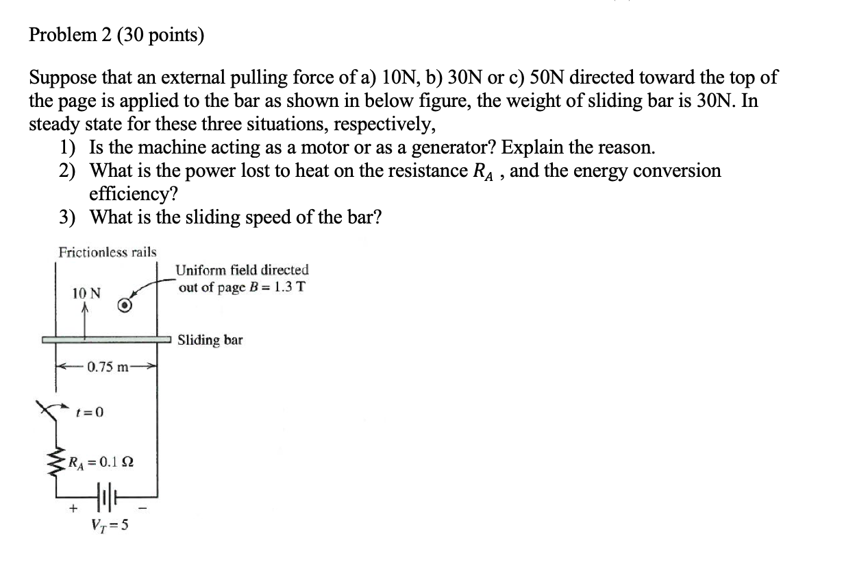 Problem 2 (30 points) Suppose that an external pulling force of