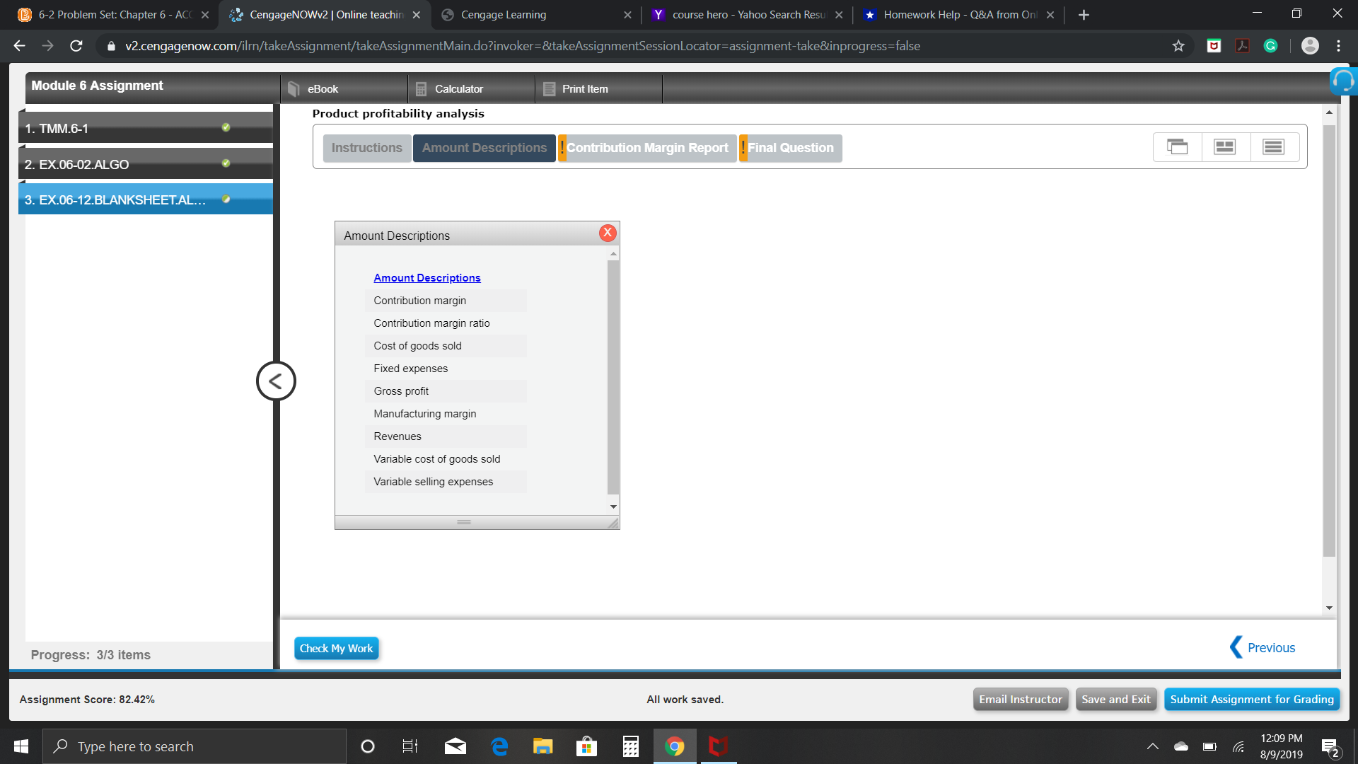 Problem Set: Chapter 6 - ACC X CengageNOWv2 | Online teachin X