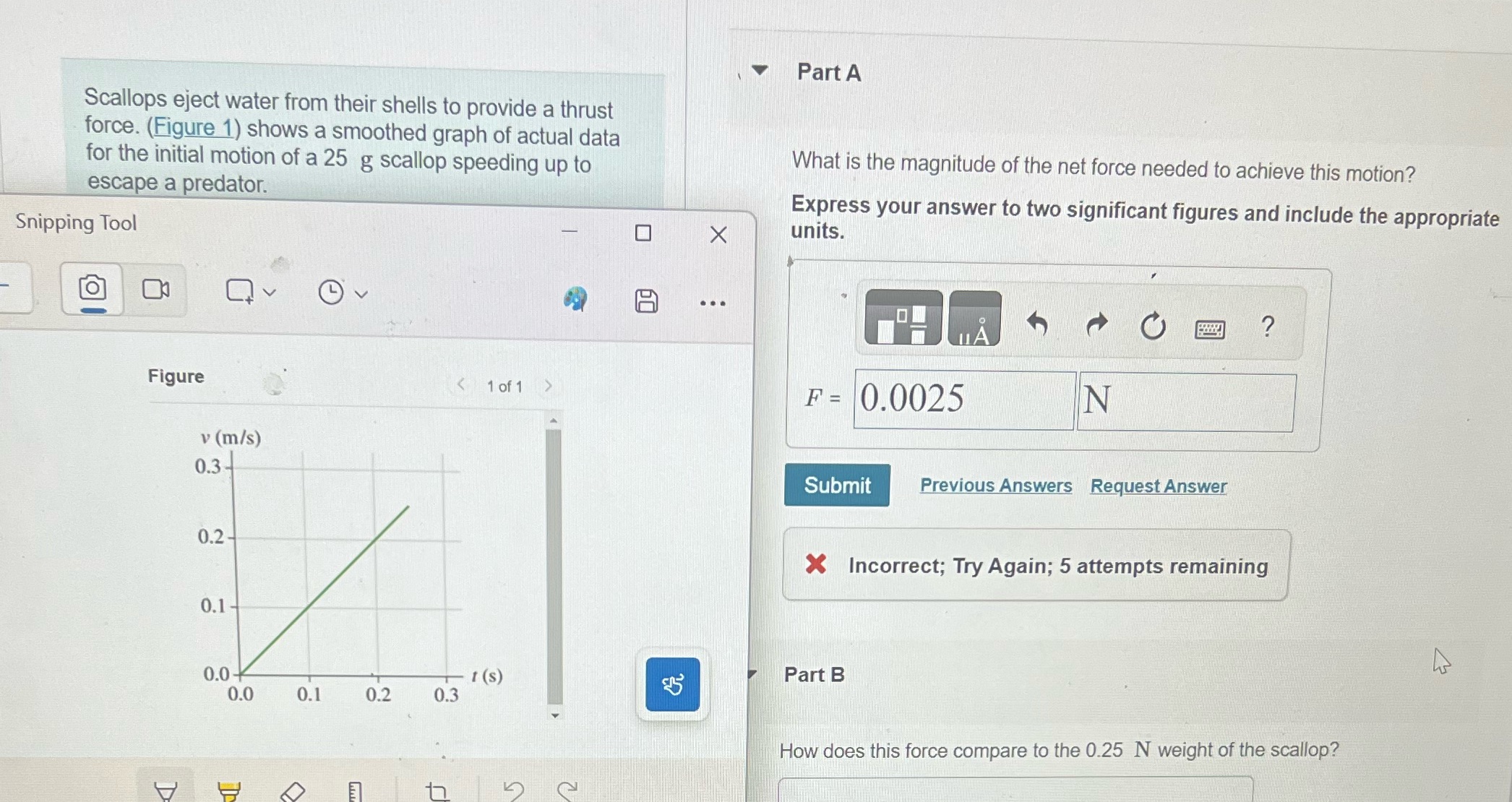 Please help solve Part A Scallops eject water from their shells to