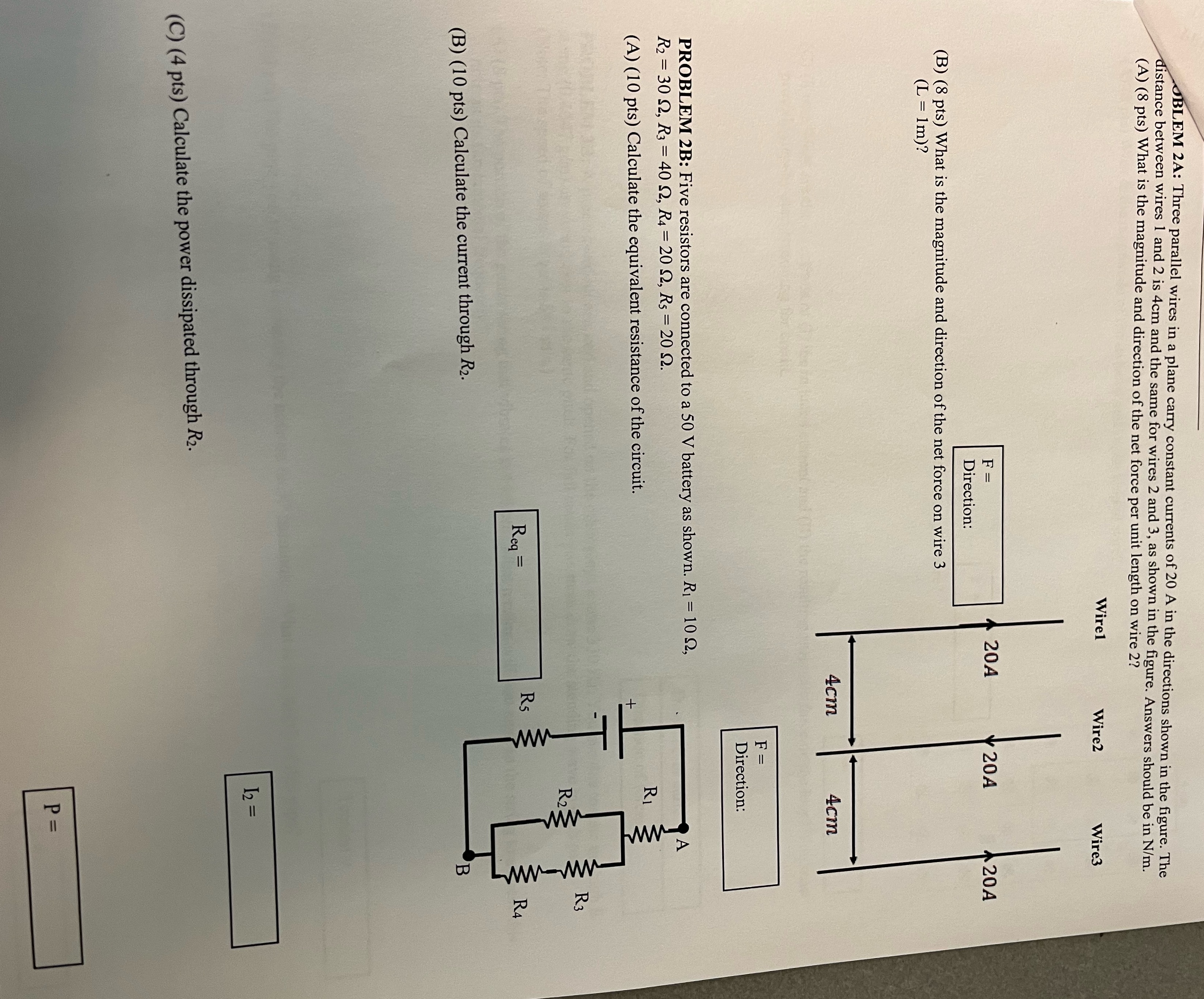 OBLEM 2A: Three parallel wires in a plane carry constant currents