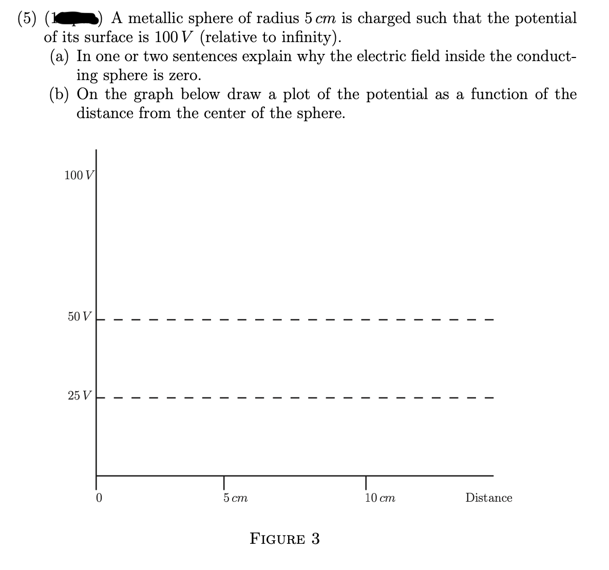 A metallic Sphere of radius 5 cm is charged such that the