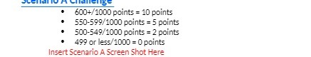600+/1000 points = 10 points 550-599/1000 points = 5 points 500-549/1000