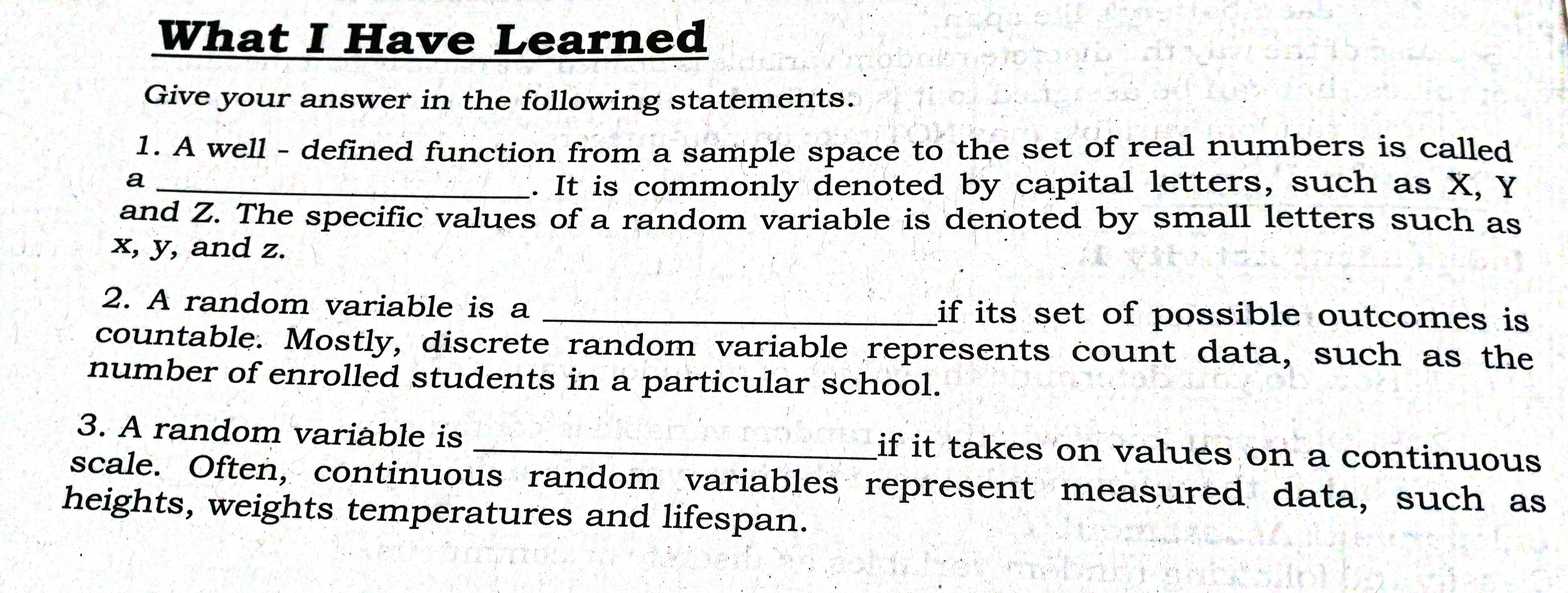 certain barangay that have one child Independent Assessment 2.Identify whether the given