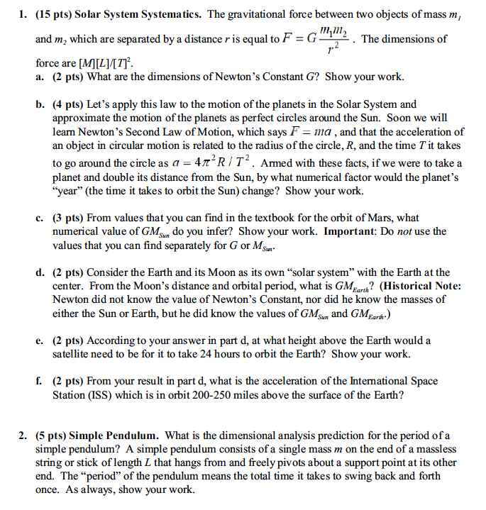On Written Homework #1 - Dimensional Analysis, how would we solve for