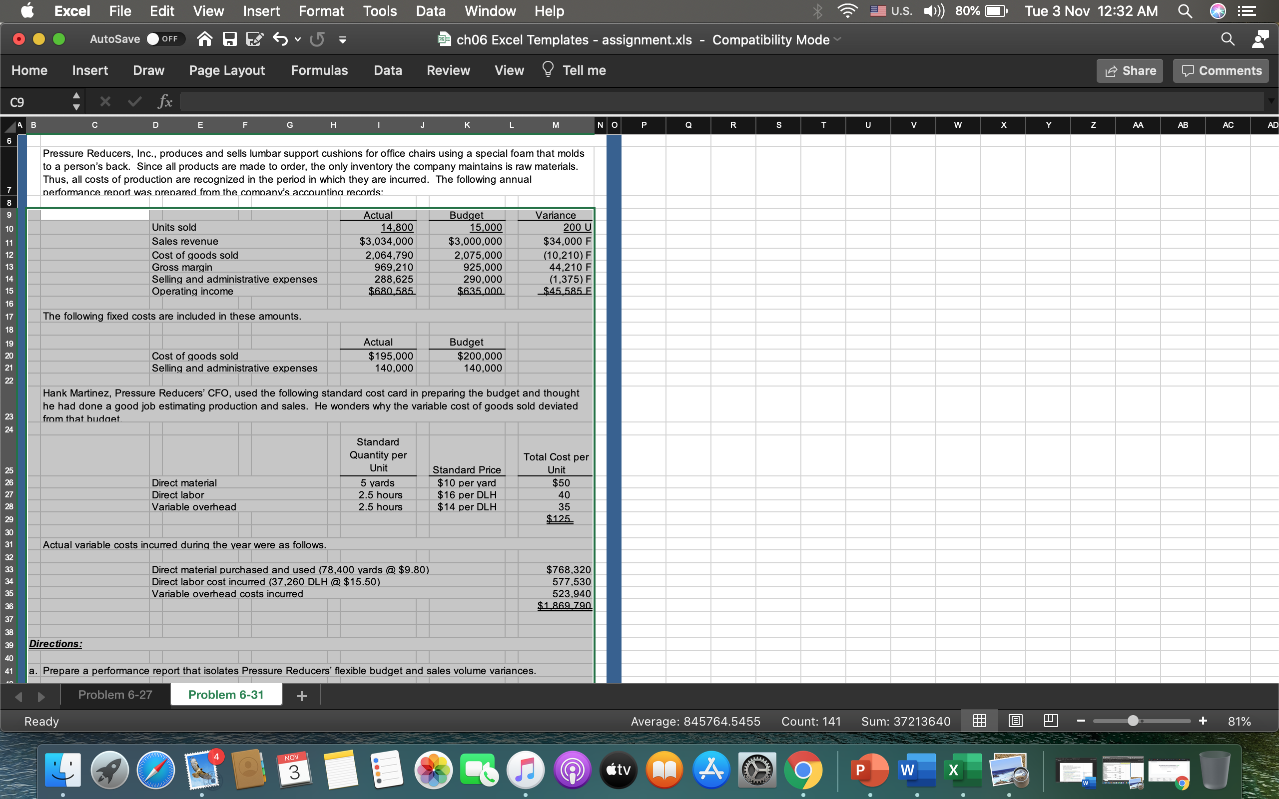 AutoSave . OFF ch06 Excel Templates - assignment.xIs - Compatibility Mode Home
