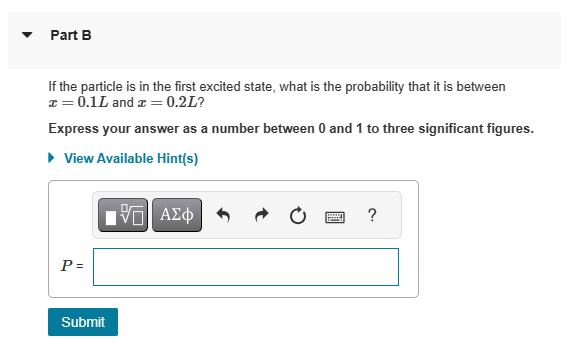 box is in the second excited state (i.e., n = 3), what