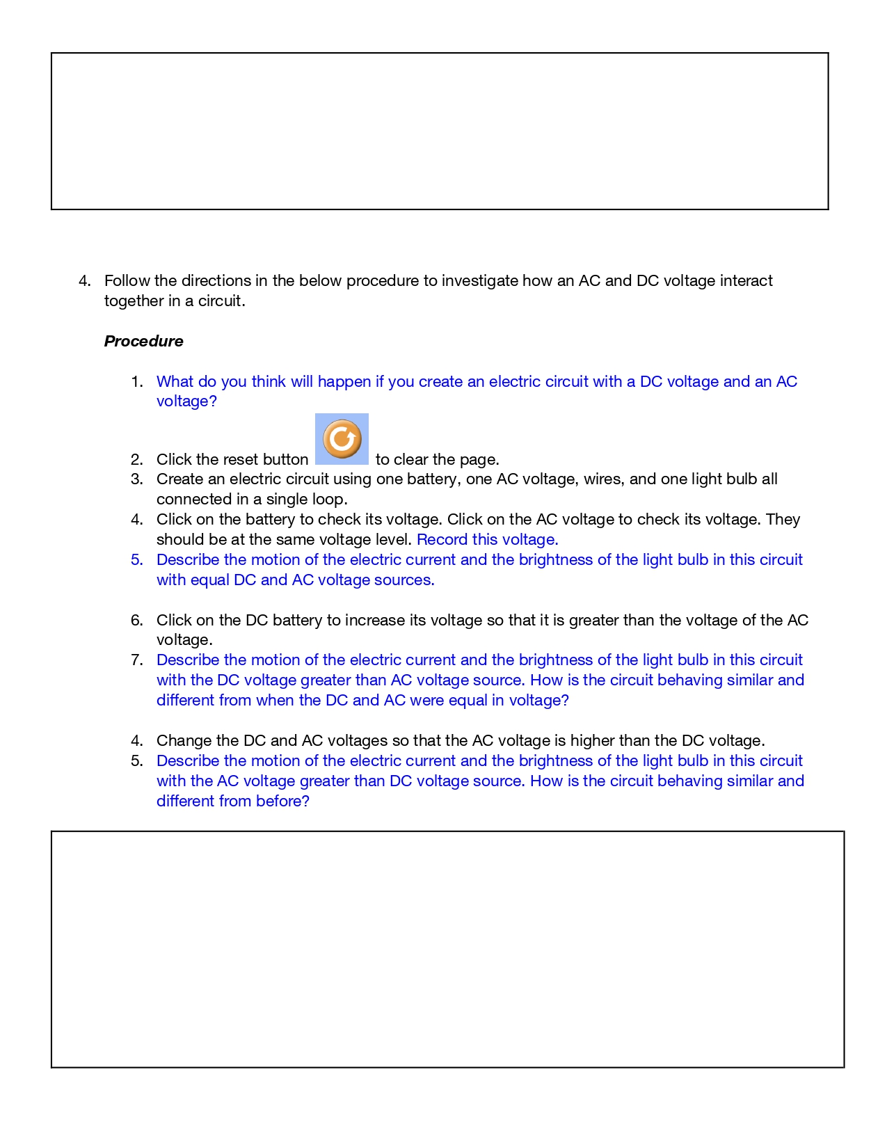 Investigating AC and DC circuits Overview In this activity, you will review