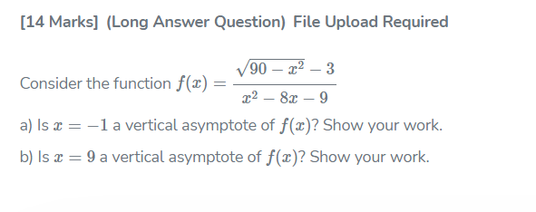 f(x) = x2 - 8x - 9 a) Is x = -1