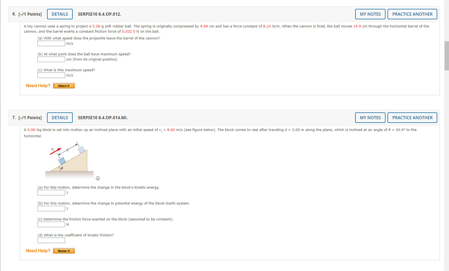 an initial speed of 1.52 m/s. The pulling force is 102 N