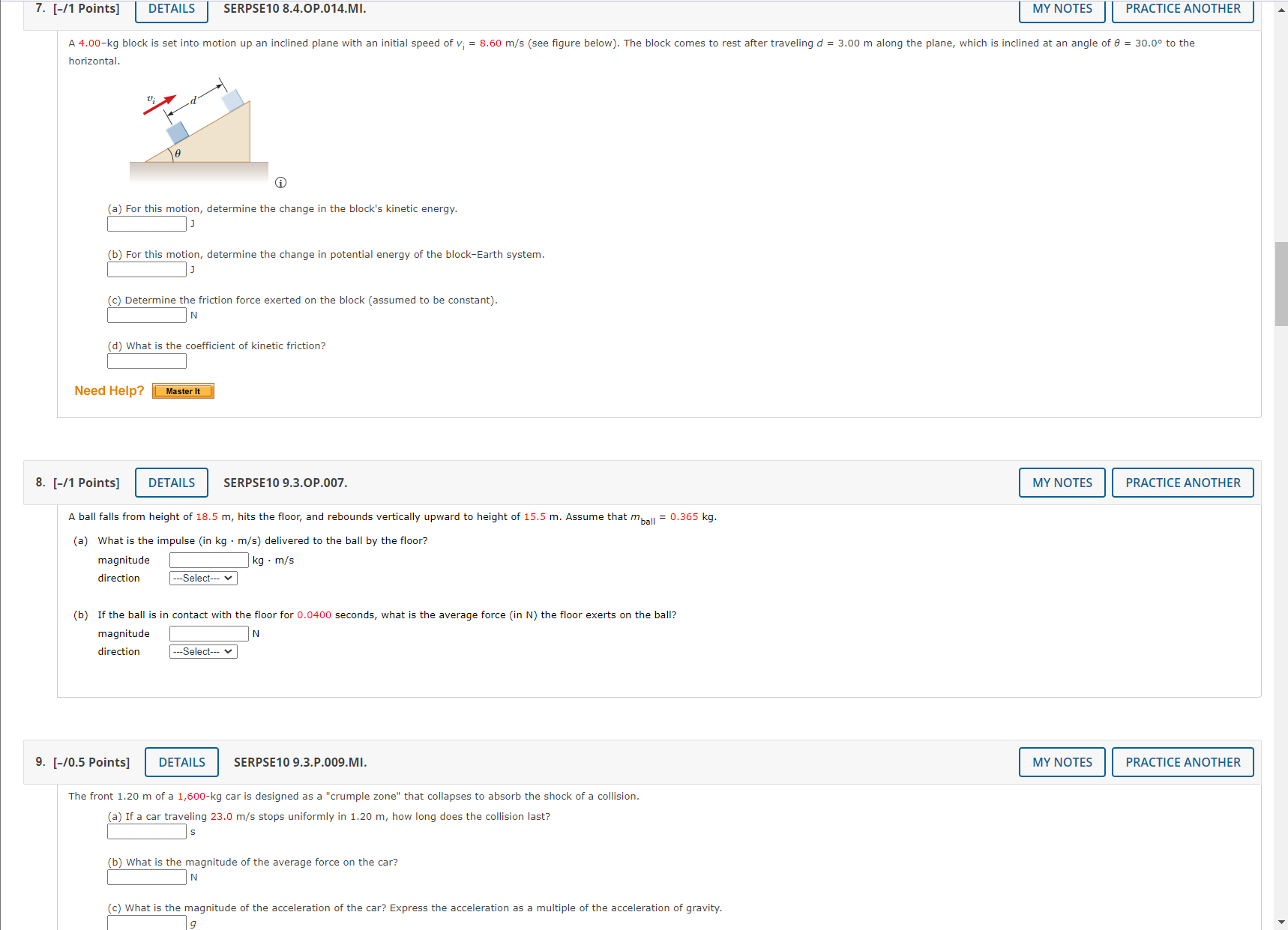 parallel to the incline, which makes an angle of 20.50 with the