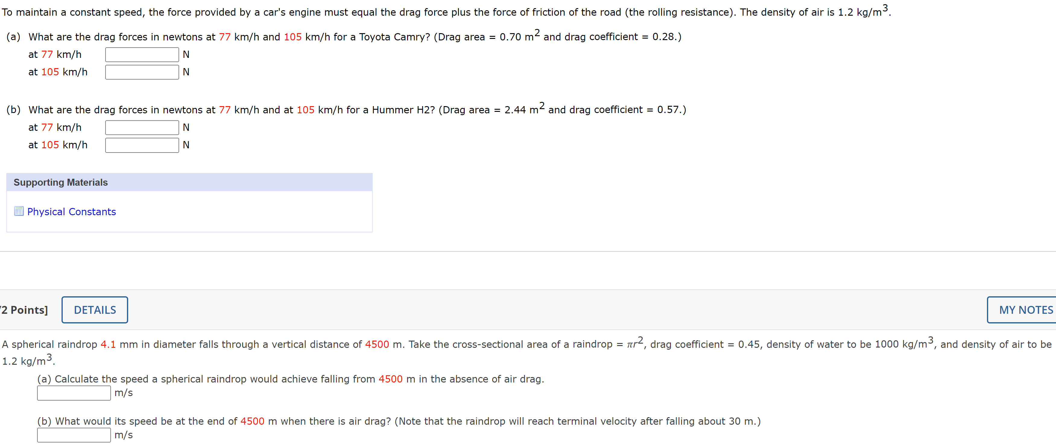 engine must equal the drag force plus the force of friction of