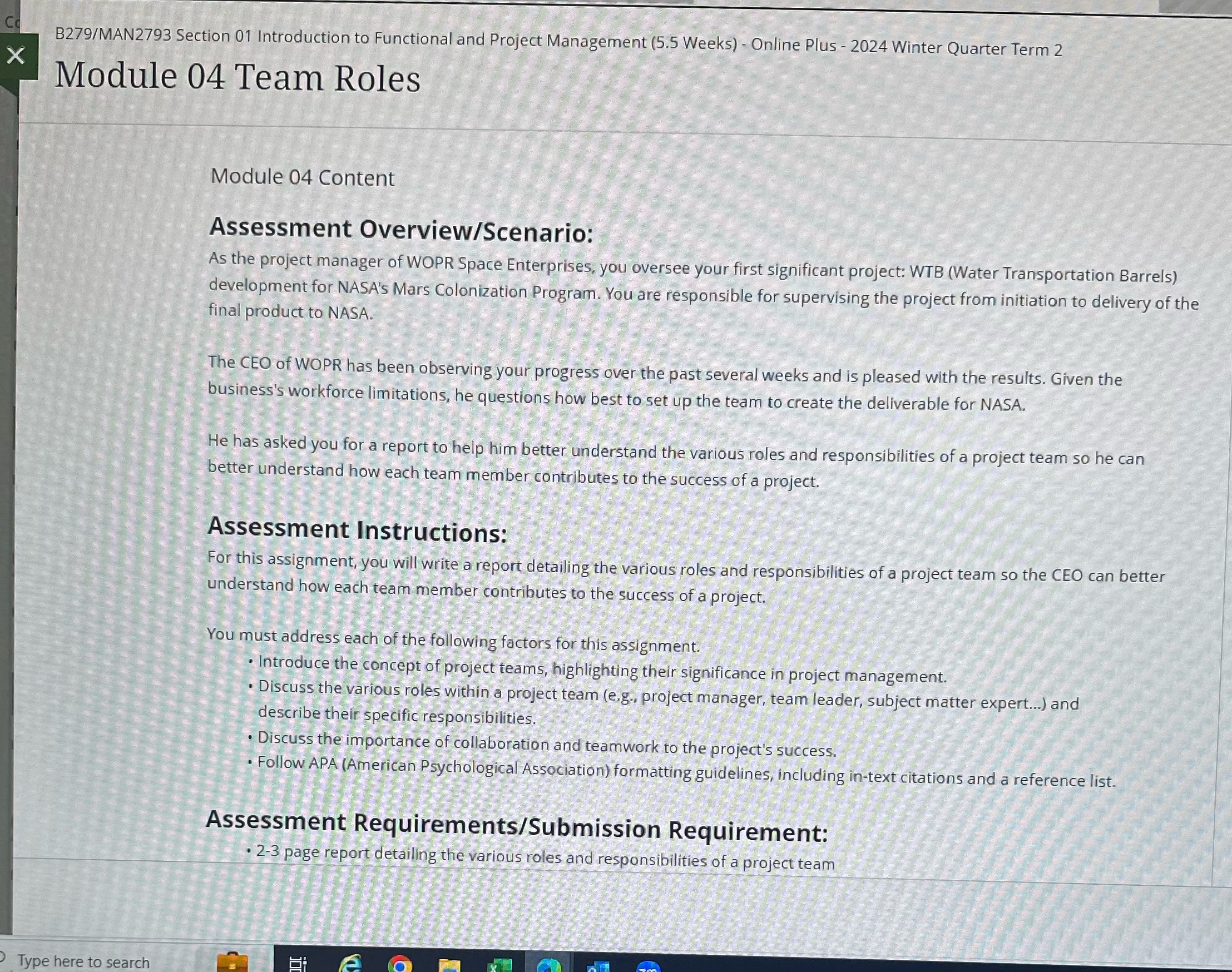Need help ! B279/MAN2793 Section 01 Introduction to Functional and Project Management