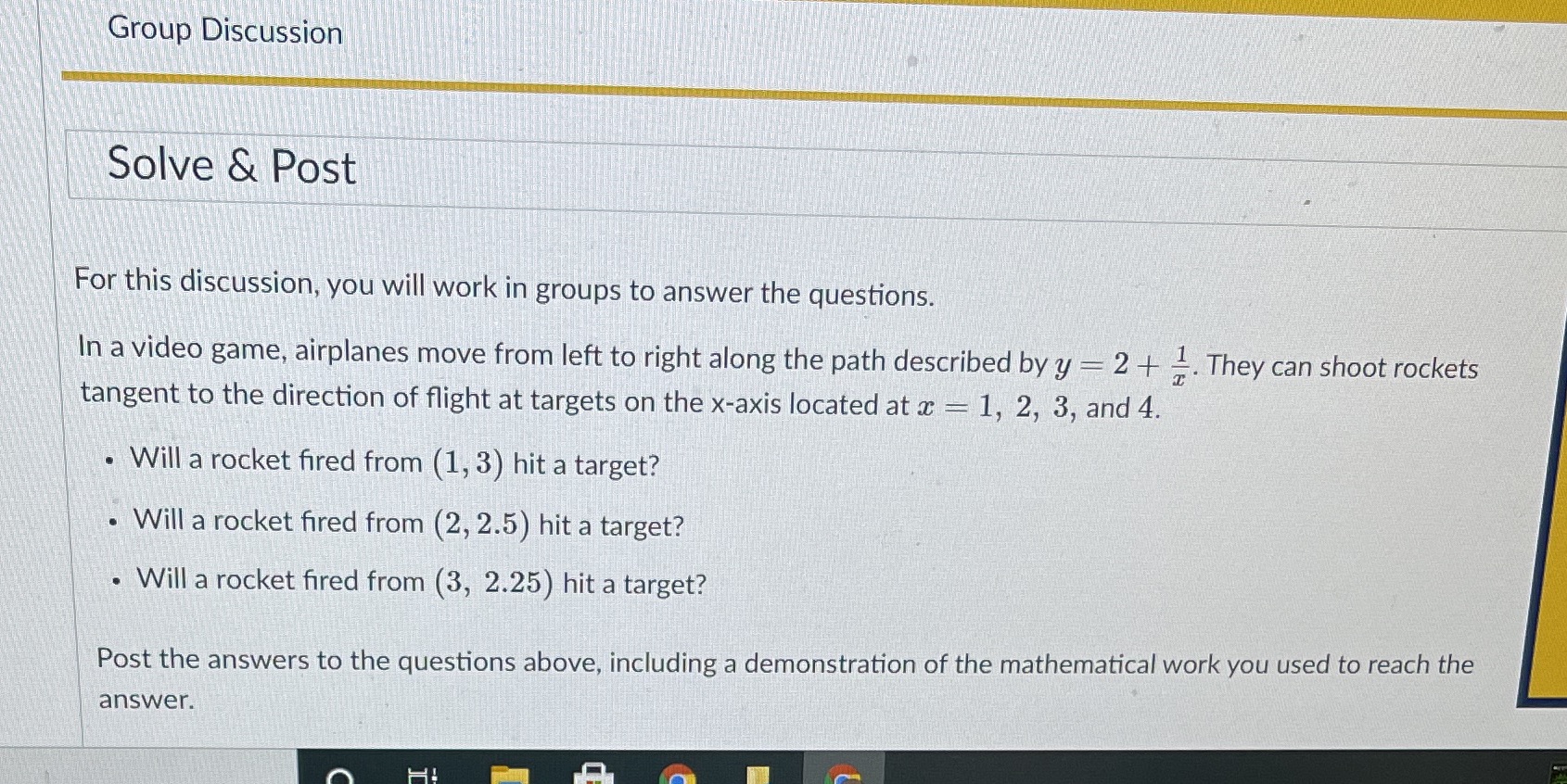 Group Discussion Solve & Post For this discussion, you will work