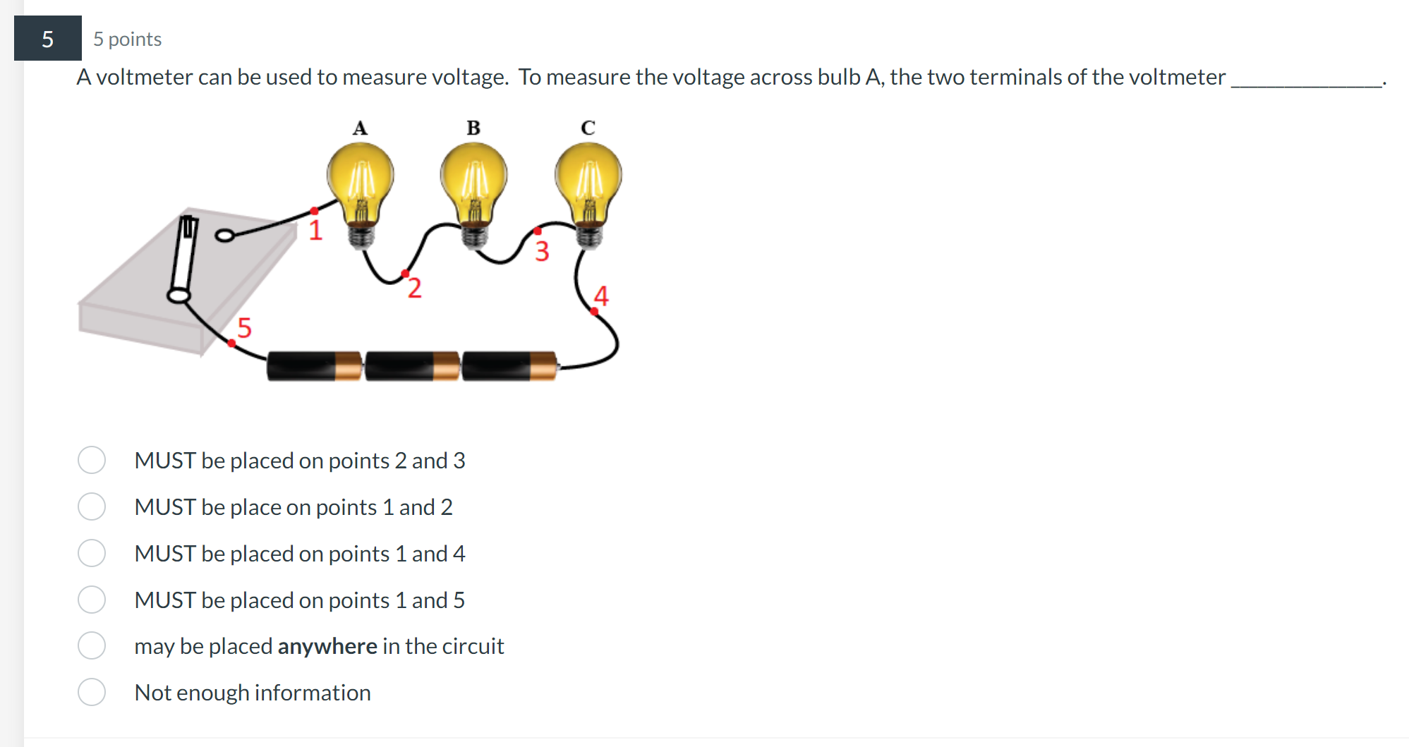 current. To measure the current that passes through bulb A, the ammeter