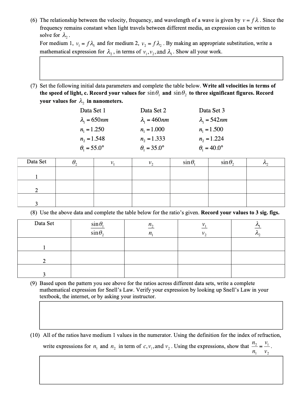 Score Introduction: When light travels between two different medium, the velocity and
