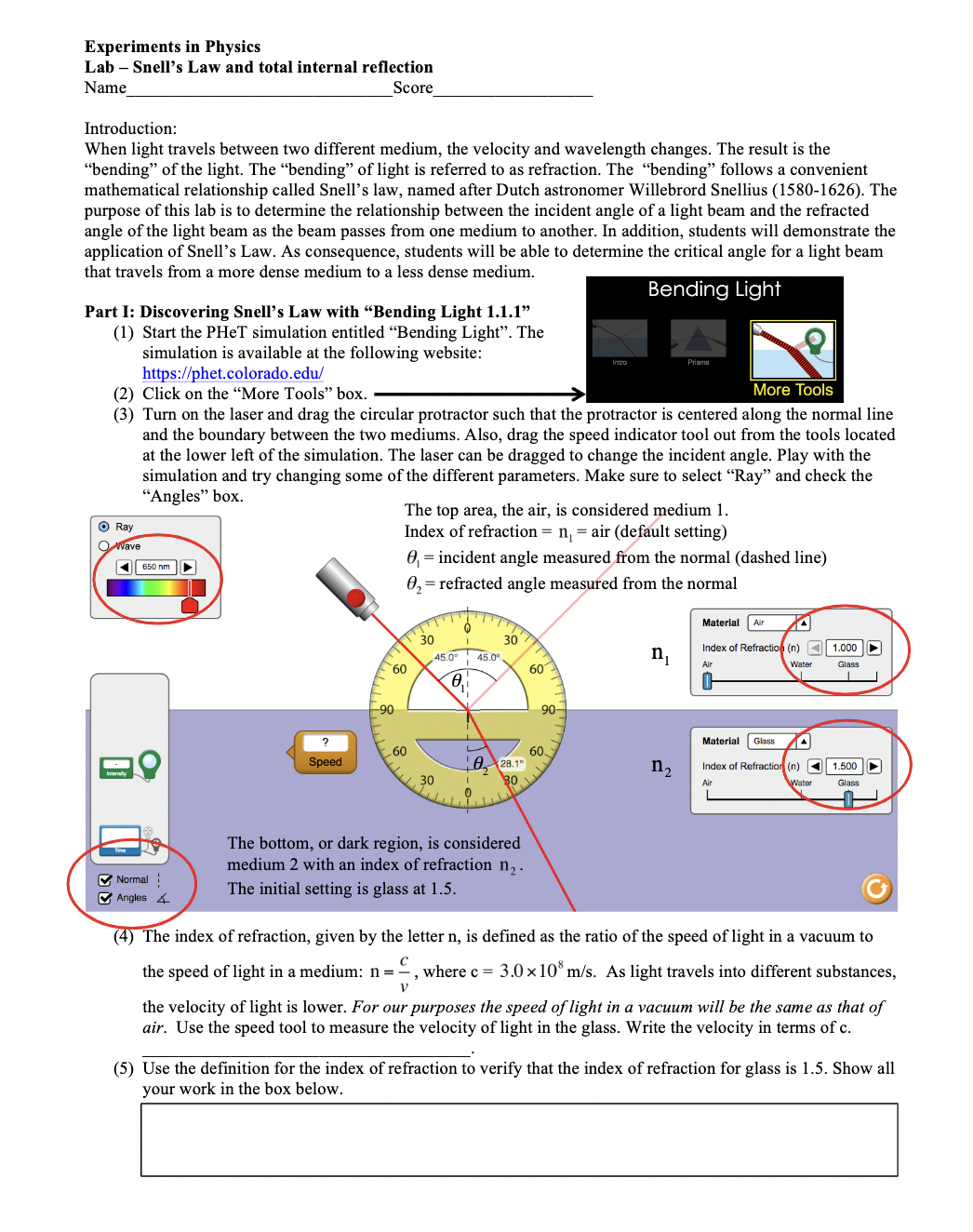 of light is referred to as refraction. The \"bending\" follows a convenient
