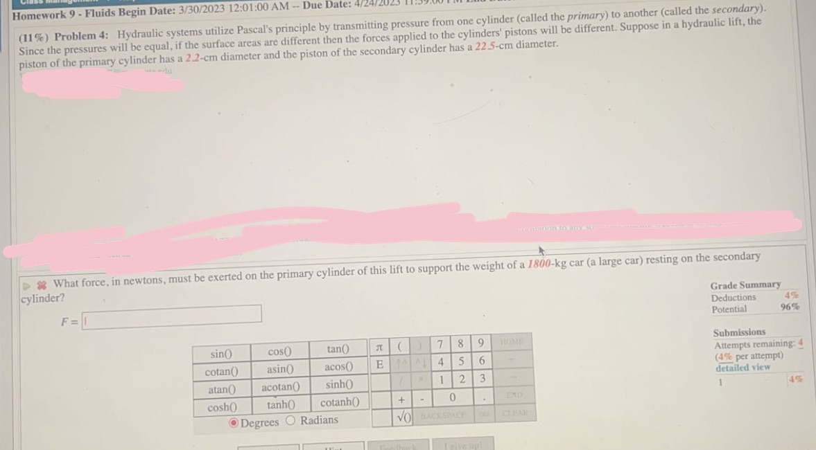  Homework 9 - Fluids Begin Date: 3/30/2023 12:01:00 AM -- Due