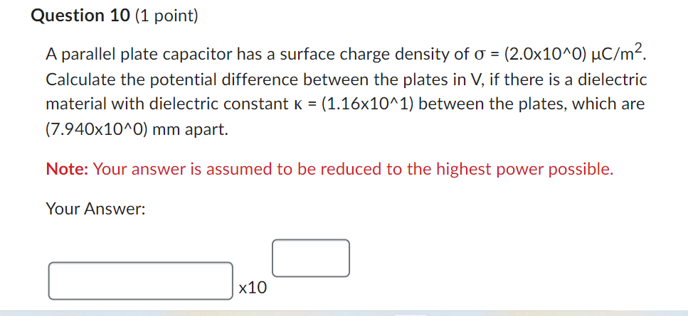 x10 Answer Question 2 (1 point) Saved The potential difference between two