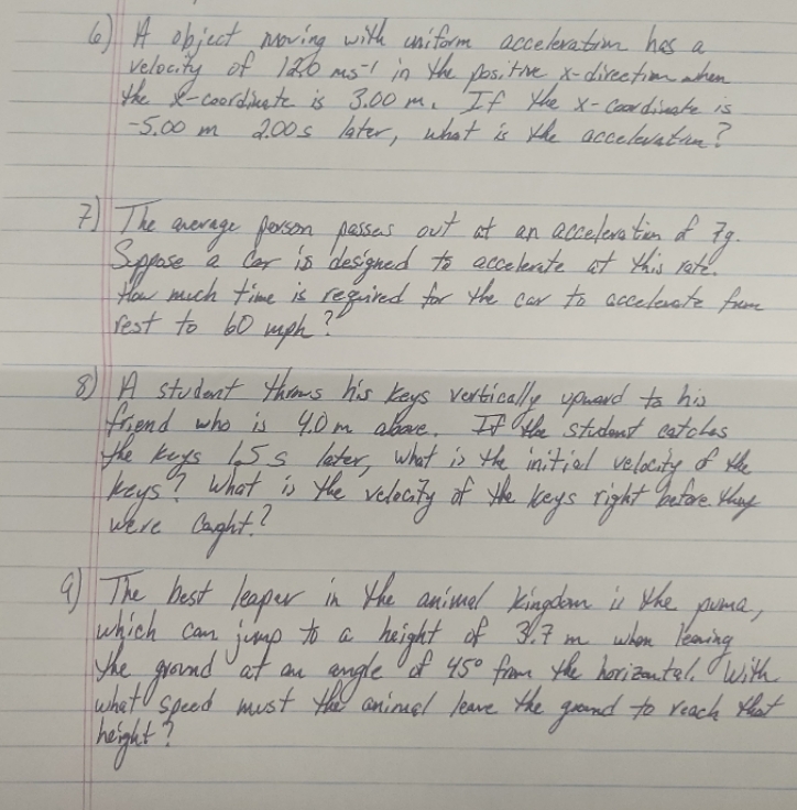 6 ) At object moving with uniform acceleration has a velocity