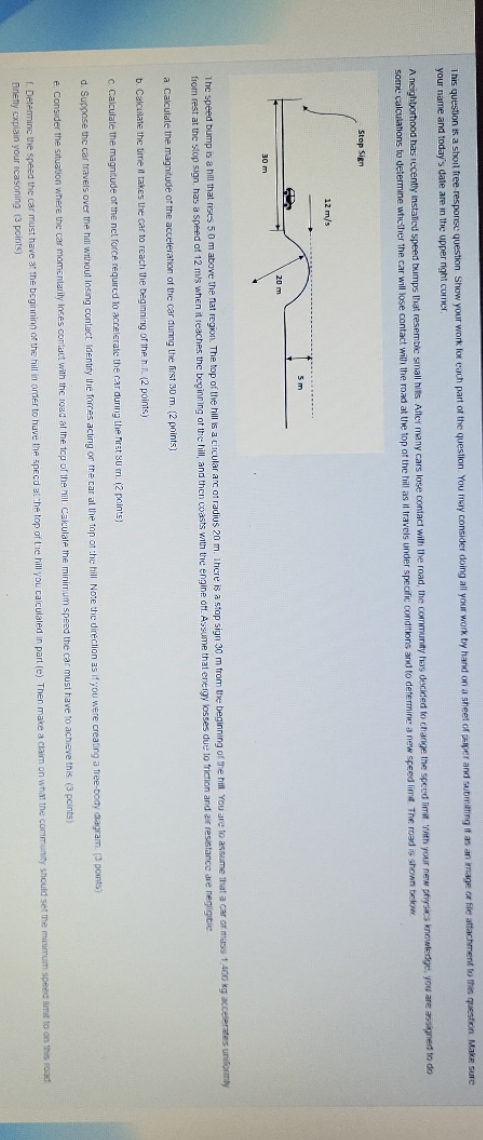 This question is a sholl free-response question Show your work for