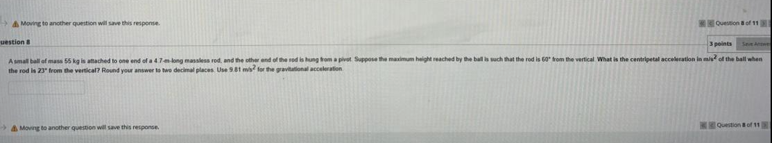 11 uestion B 3 points A small ball of mass 55 kg