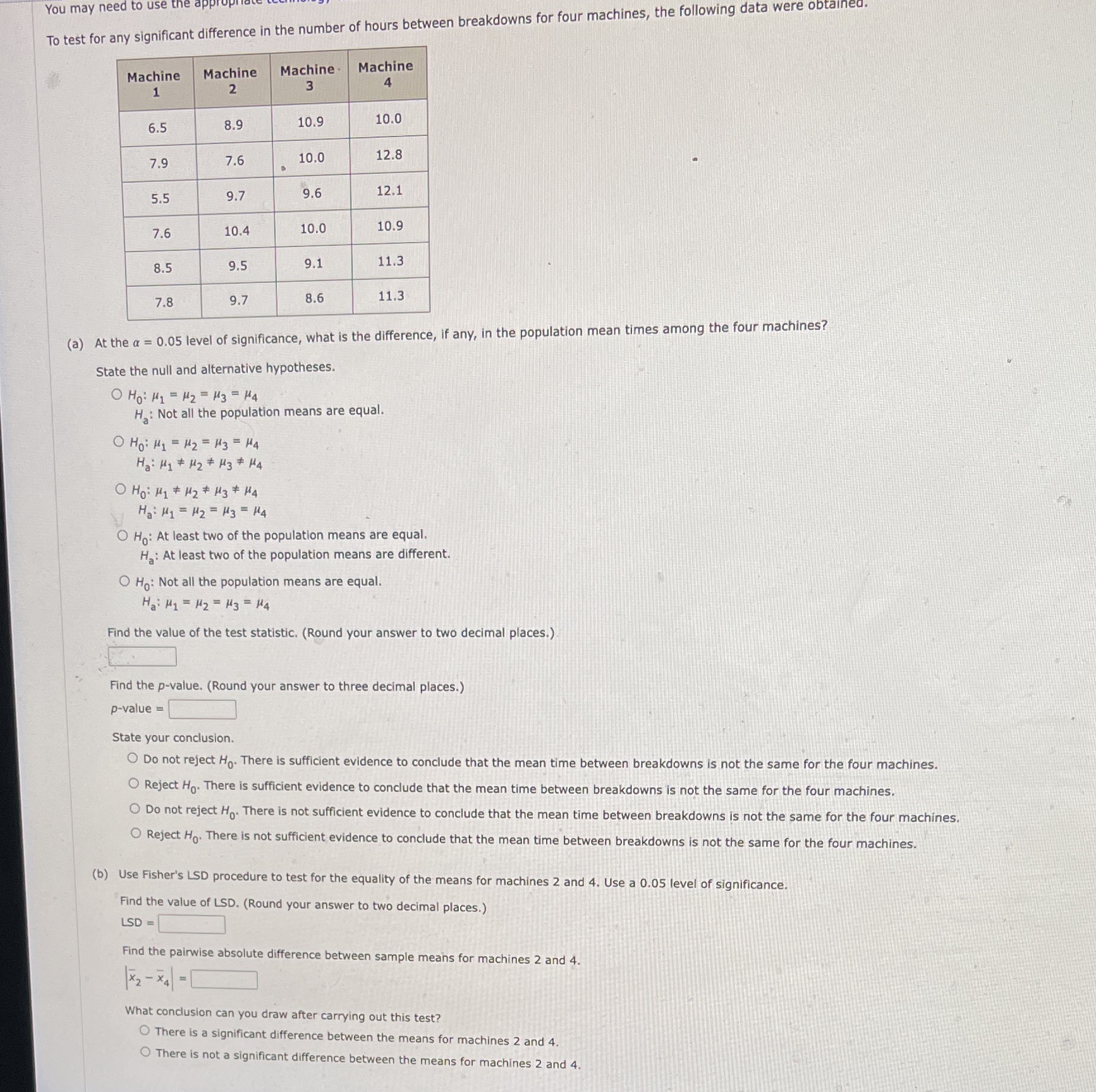  You may need to To test for any significant difference in