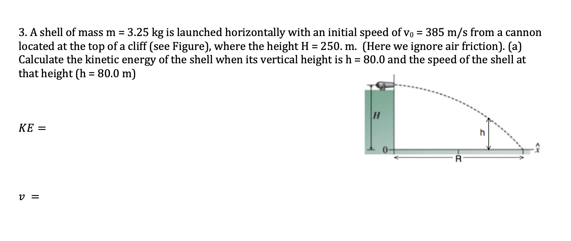 Show all work for problem. 3. A shell of mass m =