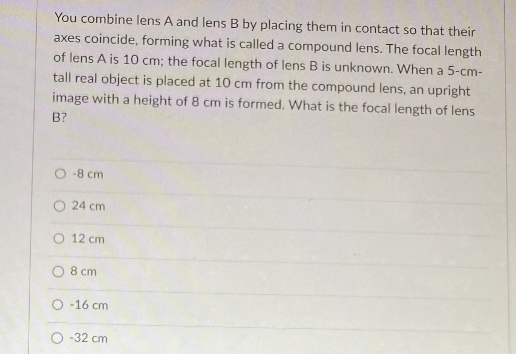 the lens. If the image is 1.5 m tall, and the object