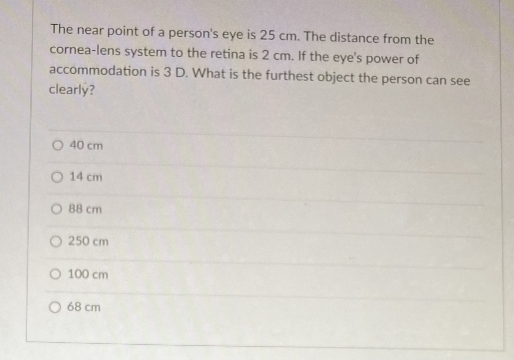 to image distance is 5 m, what is the focal length of