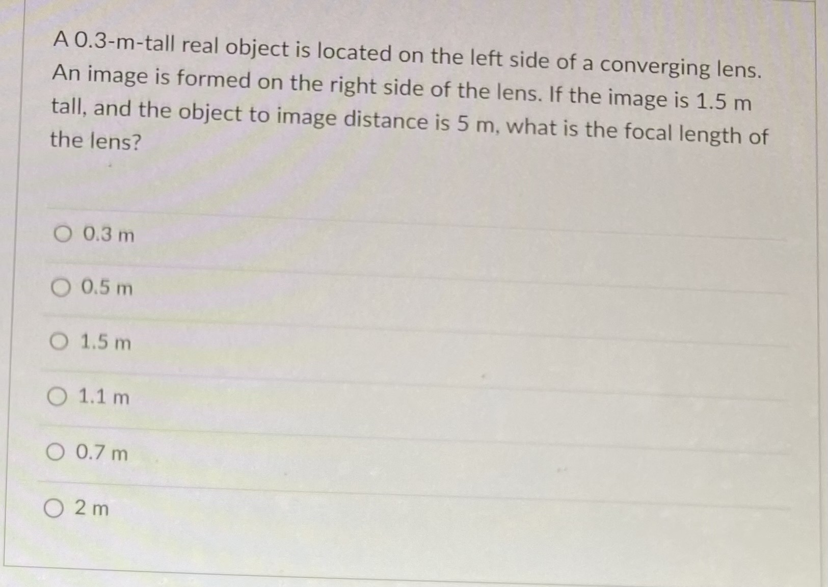 1.1 m O 0.7 m O 2 mA real object is 2