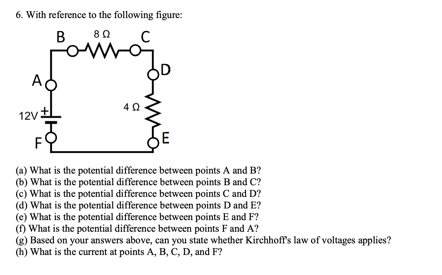 40 12v+ F E (a) What is the potential difference between points