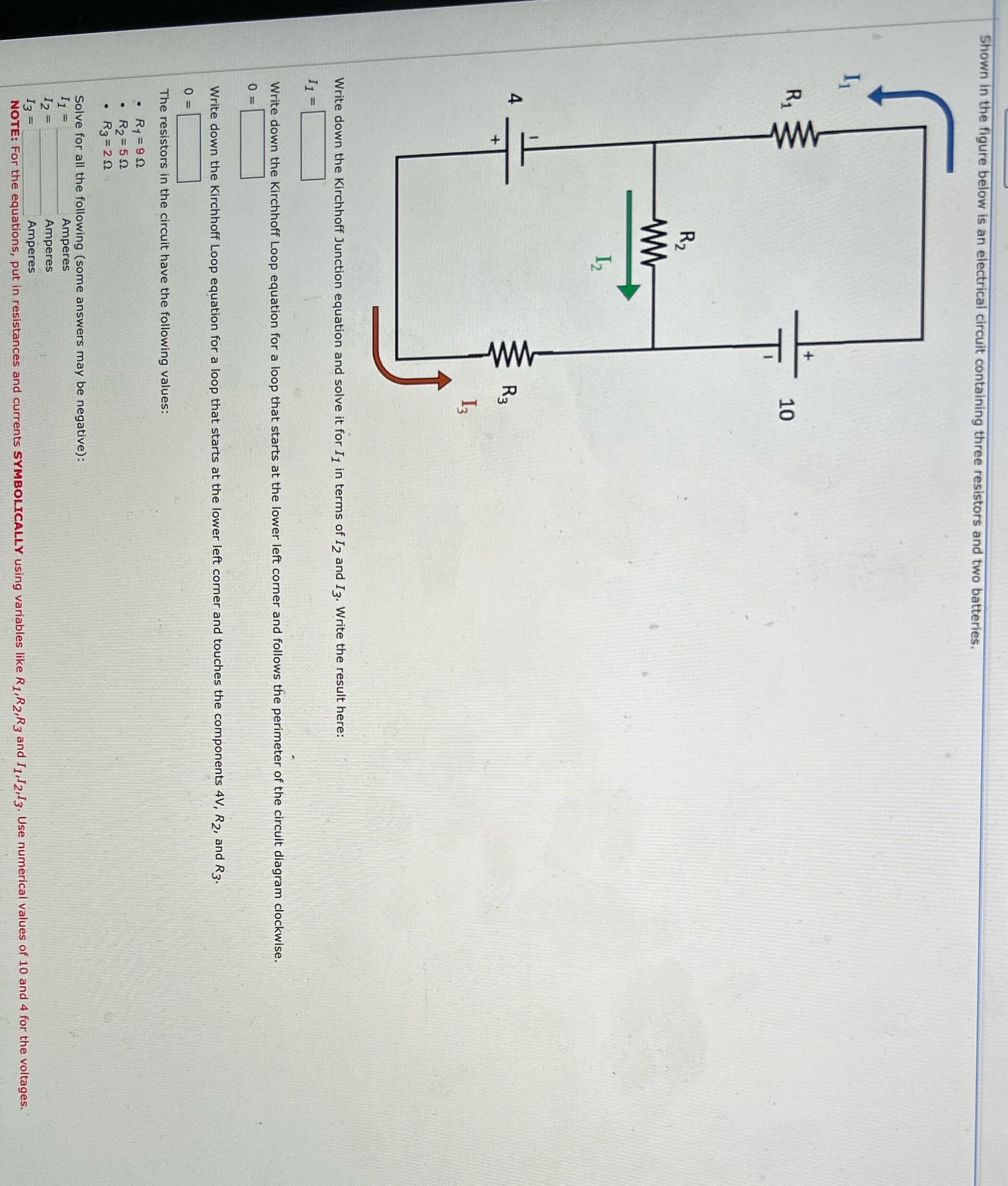 Shown in the figure below is an electrical circuit containing three