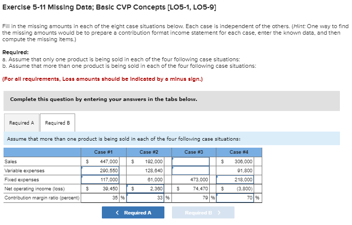  Exercise 5-11 Missing Data; Eiaslc cup Concepts [Los-1, Los-s] Fill in