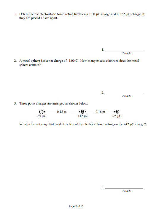 Page 3 of 135. An electron is placed 1.0 x 10" m