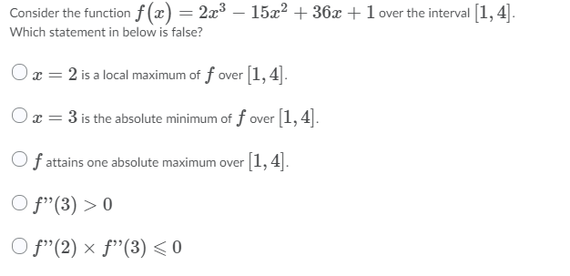 + 1 over the interval 1, 4. Which statement in below is