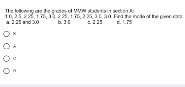 22.5 d. 15.5 - 21.5 O c O A O D O
