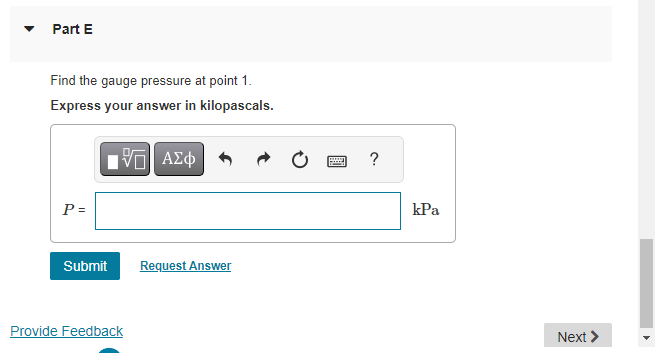 Part C Find the flow speed at point 1. Express your answer