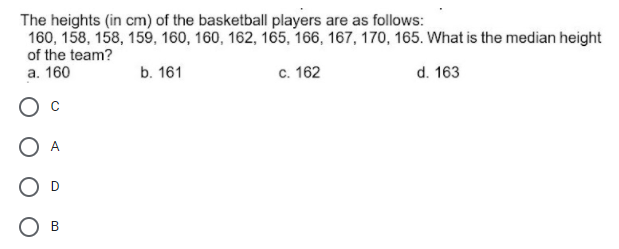 at the given data. a. 2.25 and 3.5 b. 3.5 e. 2.25