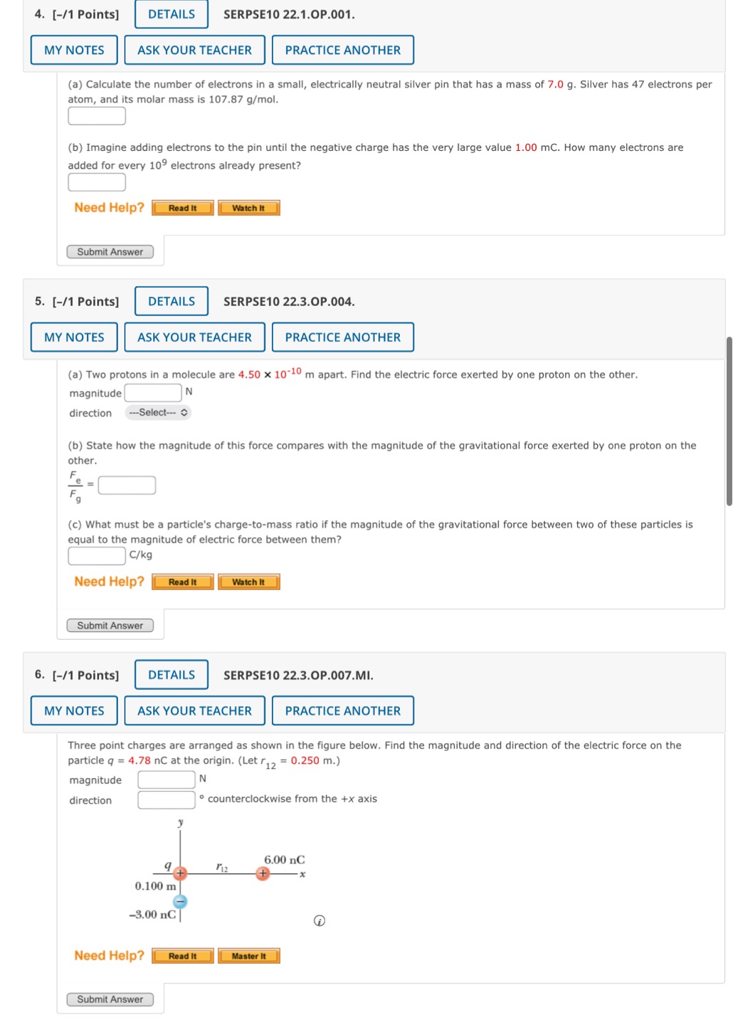 neutral silver pin that has a mass of 7.0 g. Silver has