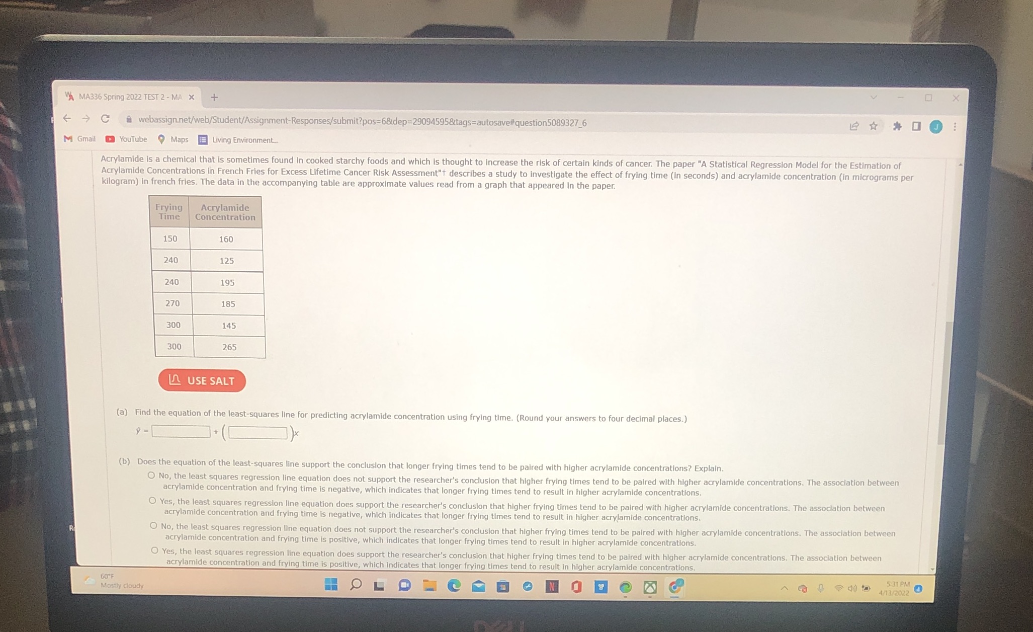  A MA336 Spring 2022 TEST 2 - MA X + X