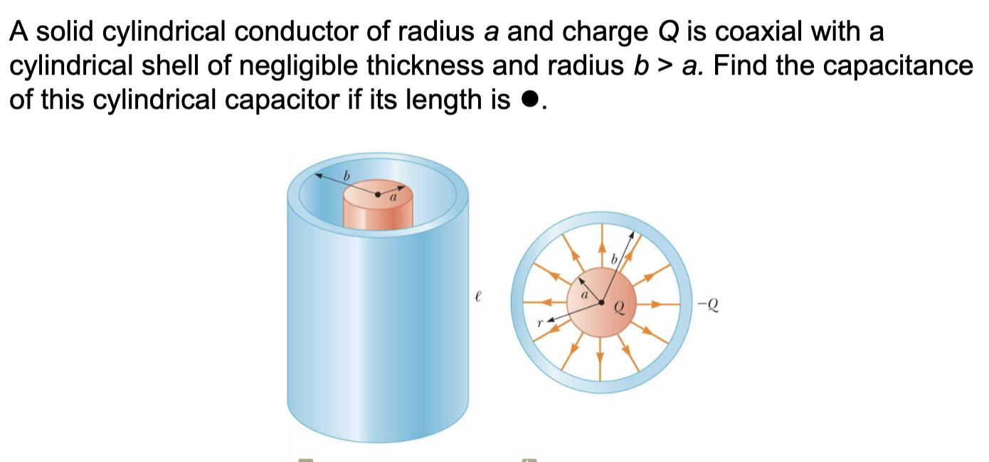 capacitance of this cylindrical capacitor if its length is 0. Q. "3