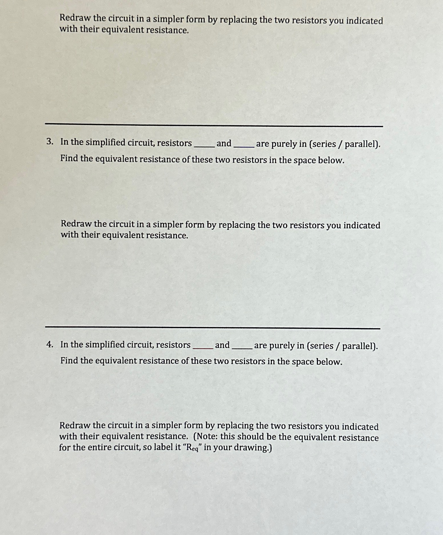 R5, and so on. Req is the equivalent resistance of the entire